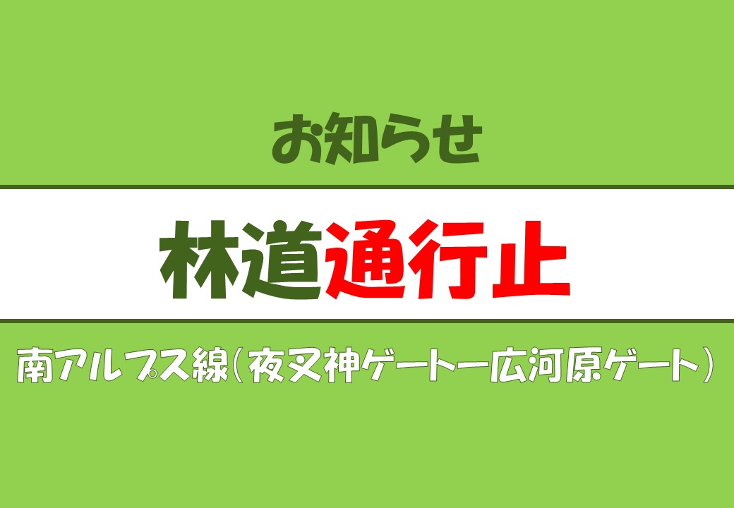 【林道通行止】林道南アルプス線